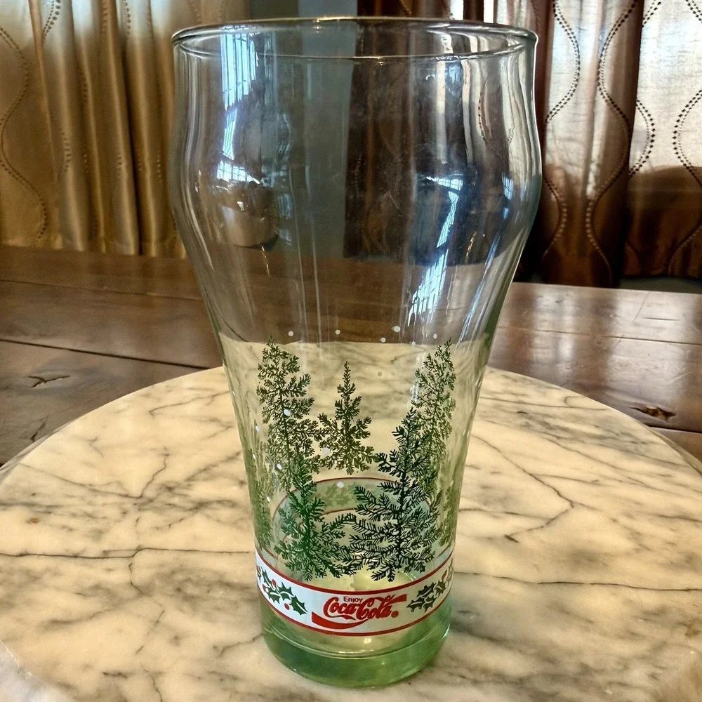 4pc VTG 90s Libbey Coca Cola Coke‎ Christmas Tree Holly Glasses 16oz Tumblers